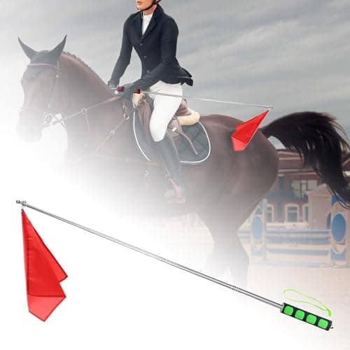 Fenteer Horse Training Flag,Equestrian Flag,Horsemanship Supplies Retractable Flagpole Horse Training Equipment for Riding Activities, Green Handle — view 3