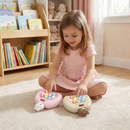 Electronic Pop It Game with LED Screen - 2-Player Online Bubble Pop Fidget Toy, Brain Training STEM Game for Kids 3-12, Anti-Anxiety Sensory Toy, Educational Birthday Gift for Boys Girls（（Brown） — view 6