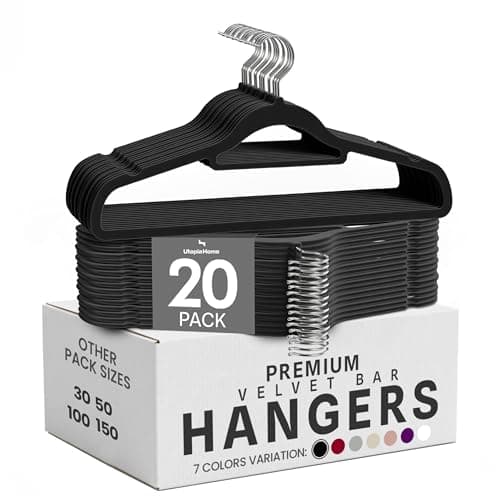 Utopia Home Velvet Hangers 20 Pack – Premium Hangers with Tie Bar - Black