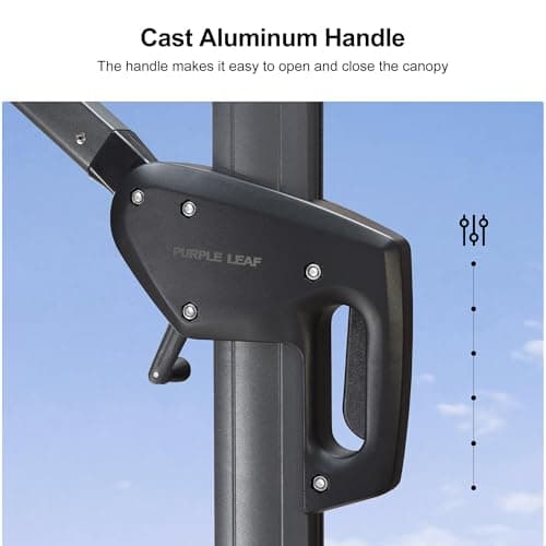 PURPLE LEAF 10' x 10' Patio Umbrella Outdoor Cantilever Umbrella Square Aluminum Offset Umbrella with 360-degree Rotation for Garden Patio Deck Pool, Grey — view 5