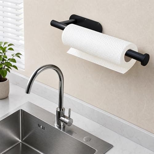 DEKAVA Paper Towel Holder Under Cabinet Wall Mount for Kitchen Paper Towel, Self-Adhesive Paper Towel Bar, Paper Towel Rack, SUS304 Stainless Steel 13 inch — view 3