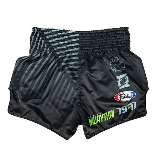 Fairtex Slim Cut Muay Thai Boxing Shorts (Racer Black, Large)