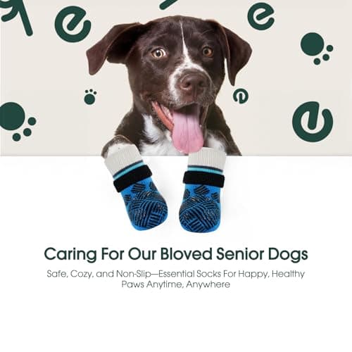 Kuoser Anti Slip Dog Socks to Prevent Licking Paws, Dog Grippy Socks for Hardwood Floors Hot Pavement, 4Pack Traction Control Booties Paw Protectors for Small Medium Large Senior Dogs, Blue XS — view 7