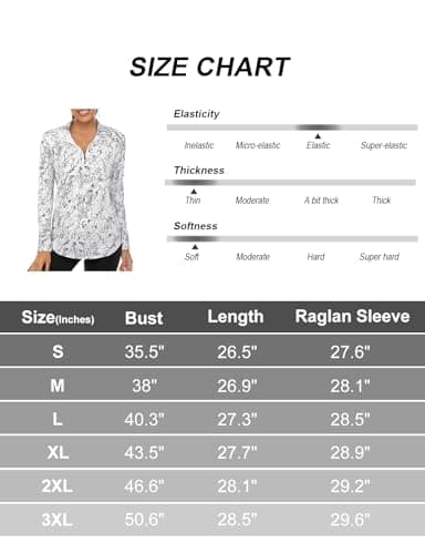Luranee White Long Sleeve Shirts for Women,Dry Fit Shirt Casual Uv Protection Workout Tunic Athletic Quarter Zip Pullover Hiking Winter Shirt Zipper Sport Jackets Marble X-Large — view 5