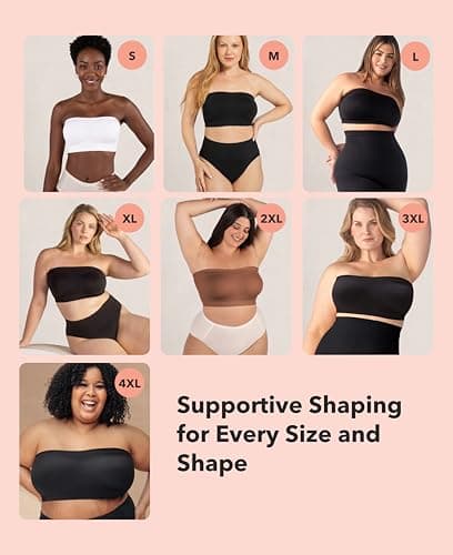 SHAPERMINT Convertible Strapless Bras for Women - Compression Wireless Bandeau Bra Top Beige — view 5