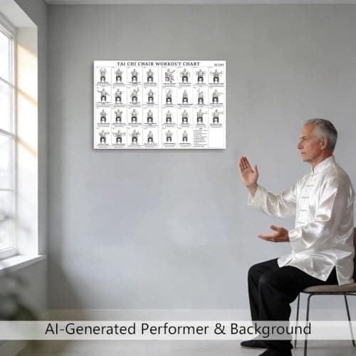 Tai Chi Chair Workout Chart Poster Print Seated Exercises for Beginners and Seniors Canvas Wall Art Living Room Bedroom Home Gym Decor 12x18 Inch Unframed A — view 2