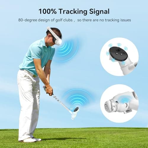 AMVR Golf Club Attachment Compatible with Quest 3/Quest 3s Accessories, Non-Slip VR Handle Grip for Golf +, 80 Degree Design Keep Tracking (for Right Controller) — view 2