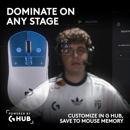 Logitech G PRO X2 SUPERSTRIKE Wireless Gaming Mouse: Customizable Rapid Trigger Magnetic Analog Switches, Adjustable Click Haptics, 61g Ultra Lightweight, USB-C, <8K Polling, for PC/Mac - Black/White — view 9
