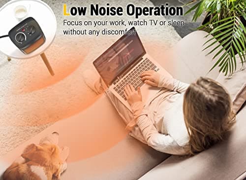 Space Heater, 1500W Electric Heaters Indoor Portable with Thermostat, PTC Fast Heating Ceramic Room Small Heater with Heating and Fan Modes for Bedroom, Office and Indoor Use — view 6