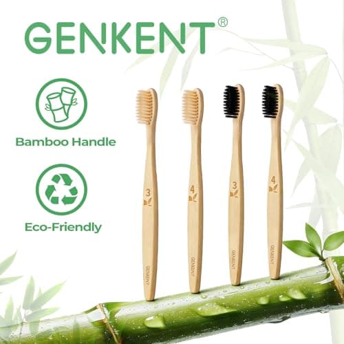 GENKENT Ultra Soft Bamboo Toothbrush, 12 Pack, 0.15mm Bristles — view 5