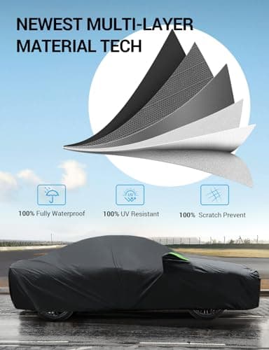 Proadsy Car Cover for Dodge Charger 2006-2025 Waterproof All Weather for Automobiles, Windproof Snowproof Rain Hail Sun UV Protection Full Outdoor Indoor Exterior Car Covers, Black — view 3