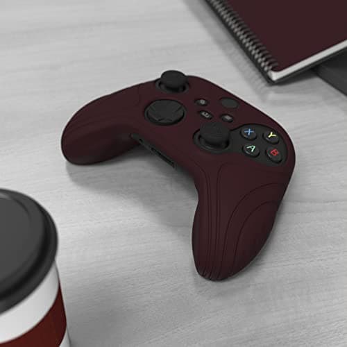 eXtremeRate PlayVital Samurai Edition Silicone Skin for Xbox Series S/X Controller, Anti-Slip Ergonomic Protective Case Cover for Xbox Core Controller w/Thumb Grips - Wine Red — view 4
