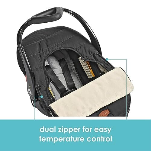 JJ Cole Winter Baby Car Seat Cover - Winter Car Seat Cover for Baby Seat or Stroller - Infant Car Seat Covers with Warm Sherpa Lining - Black — view 4