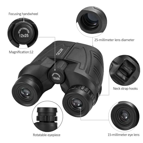 Occer 12x25 Compact Binoculars for Adults and Kids, Large Eyepiece Waterproof Binocular with Low Light Vision,High Powered Easy Focus Binoculars for Bird Watching,Outdoor Hunting,Travel,Sightseeing — view 3