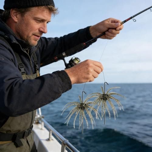4Pcs Sea Urchin Soft Bait | Realistic Fuzzy Dice Fishing Lure for Bass & Perch | Floating TPR Swimbait with Reflective Stars | Artificial Worm Bait for Saltwater&Freshwater (Color5) — view 3