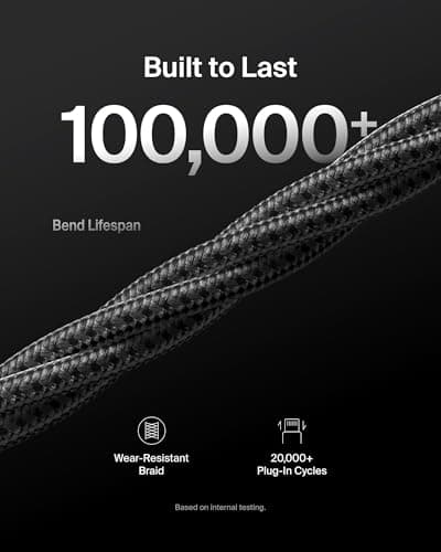 Belkin USB A to USB C Cable, 6.6ft, 15W - Type C Charger, iPhone Charger Cord, Soft, Braided, Flexible for iPhone 17 & 16, Galaxy S26, Pixel 10, iPad Pro, Airpods Pro, Switch & More - Black — view 2