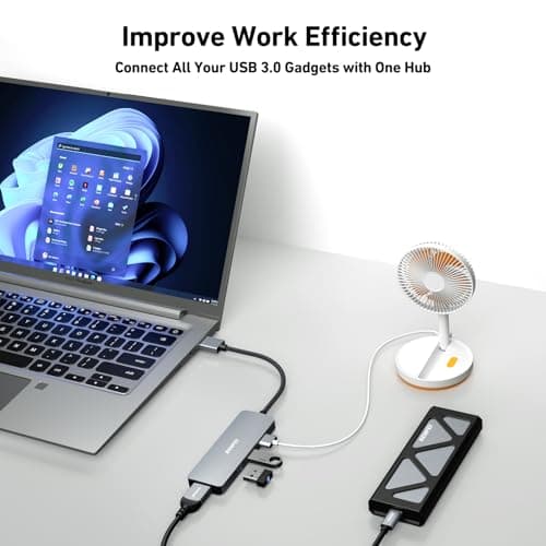 BENFEI USB 3.0 Hub, 4 Ports USB A Splitter Ultra-Slim USB Expander for Mouse, Keyboard, Flash Drive, U Disk, Printer Compatible with Laptop, Desktop PC, Xbox, PS5, and More — view 2