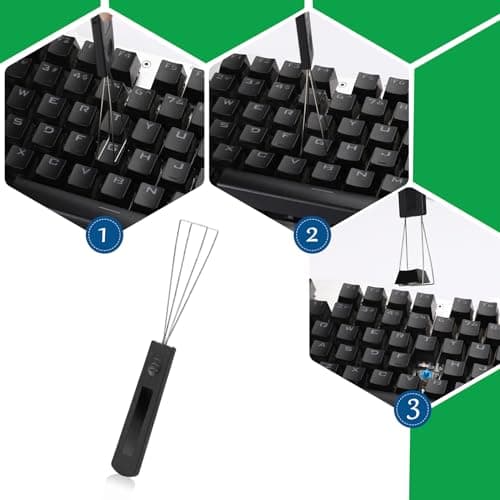 2PCS Keycap Puller and Switch Puller with 2PCS Keyboard Brush, Keycap Remover Switch Puller Mechanical Stainless Steel Keyboard Remover Keyboard Cleaning and Fixing Tool for Mechanical Keyboard — view 4