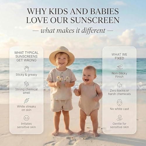 Clean + Kind Kids Sunscreen Mineral SPF 40 Vanilla — Non Toxic Baby & Toddler Sunblock with Non-Nano Zinc Oxide, Grass-Fed Tallow, Natural Reef-Safe Sun Lotion, No White Cast for Sensitive Skin — view 2