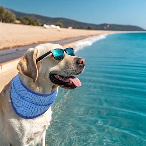 EXPAWLORER Dog Cooling Bandana - 2 Pack Instant Cooling Dog Bandanas, Chill Out Pet Cool Scarf Summer Essentials Ice Neck Cooler Wrap, Prevent Sunstroke for Small Medium Large Dogs, Navy Green XL — view 7