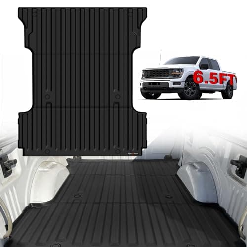 TripleAliners Truck Bed Mat Compatible with 2015-2024 Ford F150 Accessories 6.5FT Vehicle Bed Mat Perfectly Flush All Weather Protection TPE Heavy Duty Pickup Car Bed Cargo Mat