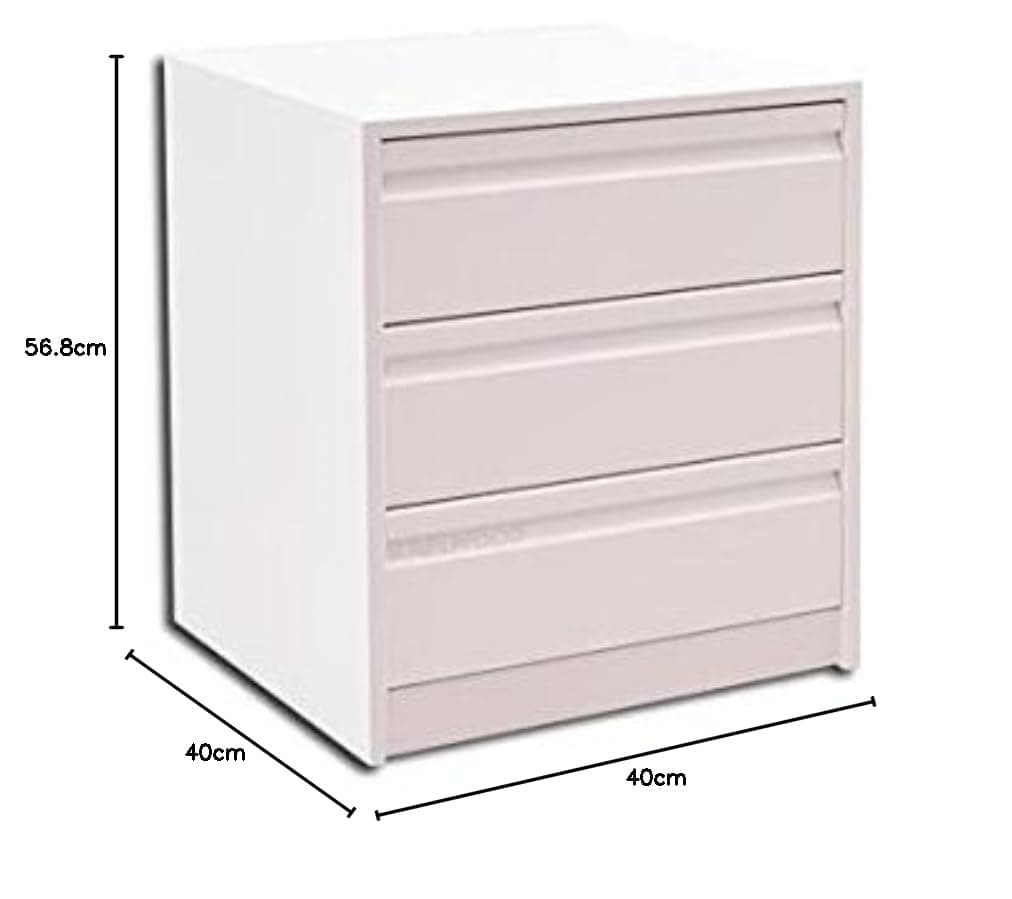 arelwood . com - Cajonera para Armario, Montada, Frente Postformado, Color Blanco, 40 cm Ancho x 40 cm Fondo - 3 Cajones 16 cm. Alto 56.8 cm. Entrega A PIE DE Calle