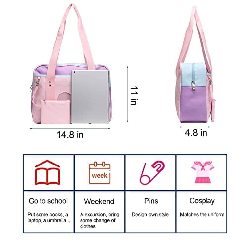 STEAMEDBUN Kawaii Ita Bag Japanese School Bag Cute Tote Bag Large Shoulder Anime Heart Purse — view 4