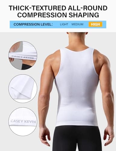 Casey Kevin Men's Firm Compression Tank Top 4 Pack Tummy Control Shirt — view 4