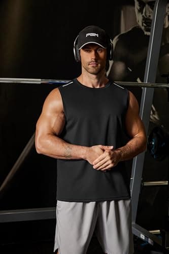 COOFANDY Black Sleeveless T Shirt Men Quick Dry Muscle Tank Top Mesh Athletic Tanks for Men Summer Fitness Clothing XL — view 5