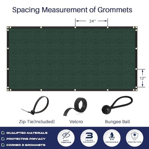 Windscreen4less Privacy Fence Screen 6'x50' Heavy Duty Windscreen Fencing Mesh Fabric Shade Cover for Outdoor Wall Garden Yard Pool Deck, Green — view 5