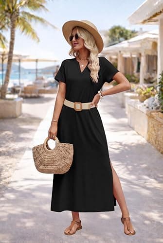OFEEFAN Summer Dresses for Women 2026 Elegant Classy Graduation Outfits Maxi Sundresses Spring Clothing Wedding Guest Holiday Party Black XL — view 2