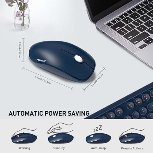 Ubxxziy Wireless Keyboard and Mouse Combo with Switch Button- 2.4GHz Cordless Typewriter Keyboard | Auto-Sleep | USB Receiver for Windows PC/Laptop - Dark Blue — view 4