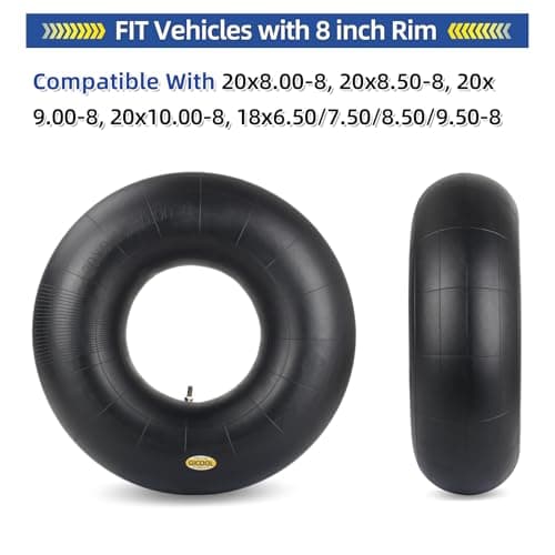 GICOOL 20x8.00-8 20x10.00-8 Inner Tubes, 2 Pack with TR4 Valve Stem, Heavy-Duty Replacement Tubes for Lawn Mowers, Tractors, Riding Mowers, Golf Carts, Scooters, Go Karts, Wagons, Garden Trailers