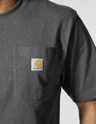 Carhartt mens K87 Workwear Short Sleeve T-shirt (Regular and Big & Tall Sizes) work utility t shirts, Carbon Heather, Large US — view 4