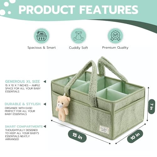 PeraBella Diaper Caddy Organizer for Changing Table, Storage Basket for Wipes, Gift for Baby Shower, Car Organizer, Nursery Organizer, Portable Storage — view 4