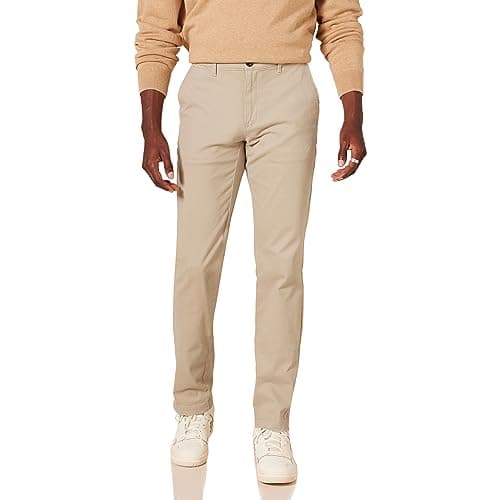 Amazon Essentials Men's Relaxed-Fit Casual Stretch, Khaki, 42W x 34L