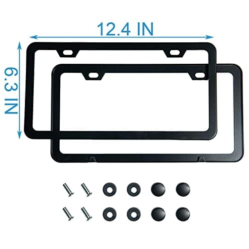 2PCS Premium Matte Black License Plate Frames, Solid Rust-Proof Aluminum Holder with 2 Holes, Universal Car Frame for Women and Man, Including Screws, by Lengnoyp. — view 4