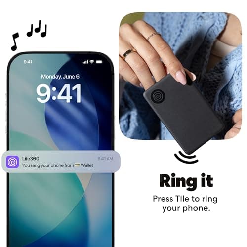 Life360 Tile Slim - Wallet Finder, Bluetooth Tracker and Item Locator for Luggage Tags, Passports and More. Both iOS and Android Compatible. Phone Finder. 2-Pack (Black) — view 4