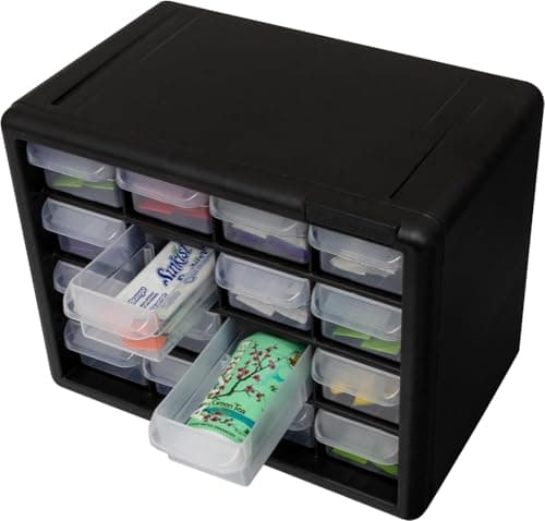 Akro-Mils 16-Drawer Plastic Drawer Storage Cabinet for Garage Organization, Beads, Makeup Organizer, Building Bricks Storage, Teacher Toolbox, 10-1/2" W x 6-1/2" D x 8-1/2" H, 10116 Black — view 18