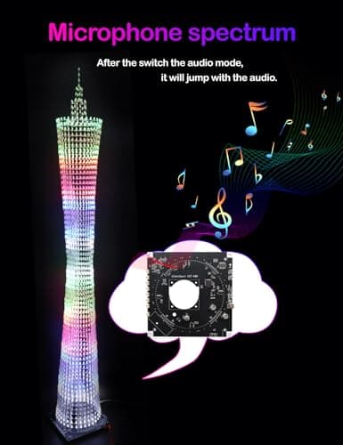 iCubeSmart Led Canton Tower Model DIY Electronic Kit, LED Cube Model Handmade Soldering Project Kit, 64 LED Circles, Height 1 Meter. (GZT-64) — view 3