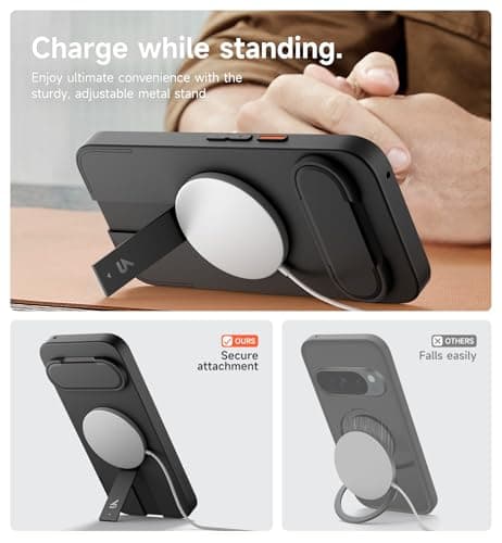 SURITCH for Google Pixel 10 Pro XL Phone Case, Compatible with MagSafe, Protective Cover with Camera Cover & Adjustable Metal Kickstand for Pixel 10 Pro XL 2025 -Black — view 5
