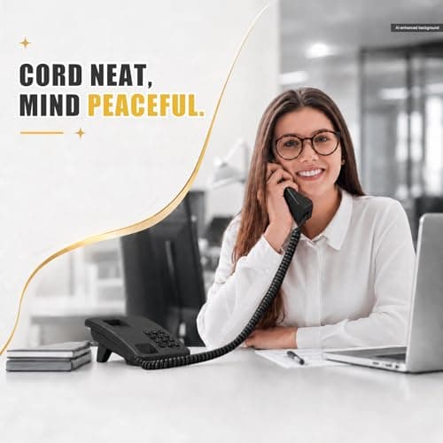 Comtrue Telephone Cord, Phone Cord, handset Cord, Black, 2 Pack, Universally Compatible — view 6