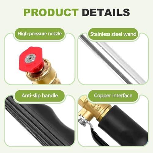 Jet Nozzle Power Washer for Garden Hose, 2026 Pressure Washer Wand with 3 Interchangeable Nozzles, Pressure Washer Nozzle for Car Washing Patio Garden Outdoor Cleaning (Black Set) — view 3