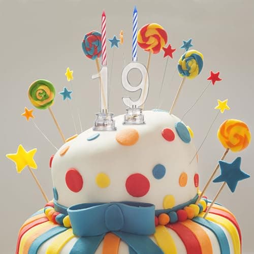 Boao 50 Pcs Birthday Number Candle Set Includes 10 Pcs Multicolor LED Flashing Number Candles with Transparent Shell and 40 Pcs Wax Candles(Colored Candle Style) — view 2