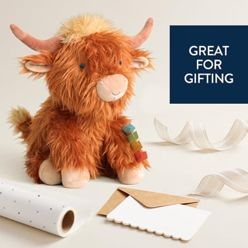 Itzy Ritzy Snuggles Plush Toy – Soft Stuffed Animal for Babies, Kids & Adults – Sensory Ribbons & Textured Fabrics for Tactile Play – Cozy & Cuddly Companion for Newborns & Up (Highland Cow) — view 5