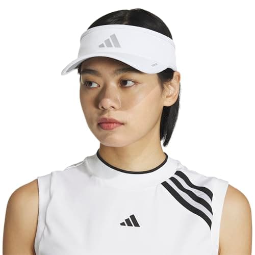 adidas Women's Superlite Visor – Lightweight Moisture-Wicking Running Tennis Hat, White/Silver Metallic/3, OSFA — view 4