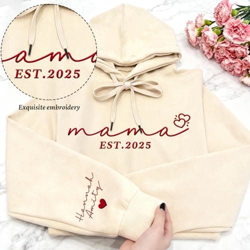 Chersinger Personalized Embroidered Mama Grandma Sweatshirt for Women, Custom Gifts for Mom, Grandma, Mothers Day, Christmas, Style-c, Large-4X-Large — view 3