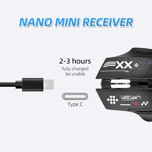 Wireless Bluetooth Dual-Mode Mouse - Ergonomic Right-Handed Design, USB Unifying Receiver, and 2.4GHz Reliable Connection - Works for Computers and Laptops - Far Quieter Clicks Than Most Mice,Black — view 3