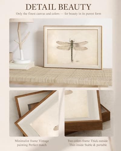 VIYYIEA Framed Wall Art for Living Room, Green Dragonfly Canvas Prints, Vintage Home Decor, Print Framed Painting Picture, Study Wall Decor Gifts for Friends or Family - 16L x 12W — view 6