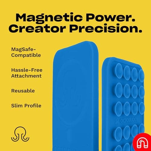 OCTOBUDDY Magnet - Dual Magnetic & Suction Phone Mount - MagSafe-Compatible Silicone Mobile Holder - Hands-Free Selfies & Videos - Content Creator Accessory - 2.6″ x 3.9″, Chalk Pink — view 5